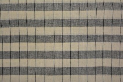 White And Black Checks Organic Handloom Cotton Fabric