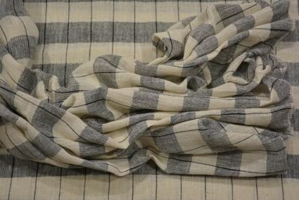 White And Black Checks Organic Handloom Cotton Fabric