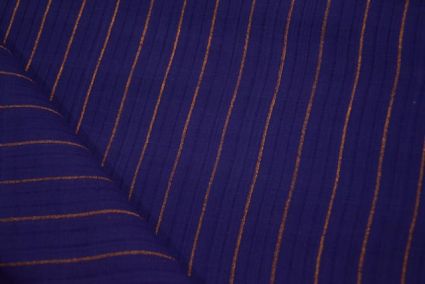 Royal Blue Zari Striped Mangalgiri Pure Handloom Cotton Fabric