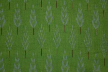 Vibrant Green Fine Ikat Fabric Online