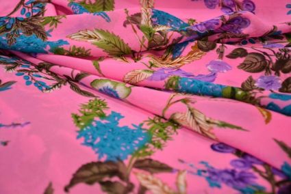 Pink Floral Print Georgette Fabric