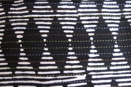 White And Black Multicolor Kantha Diamond Striped Fabric