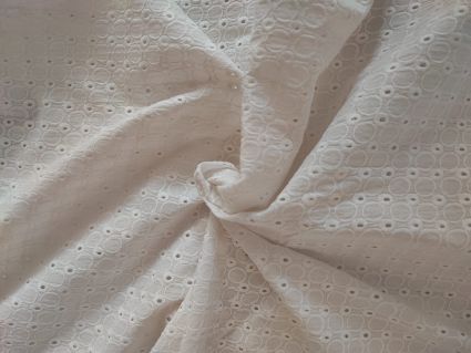 White Chikankari Embroidered Cotton Fabric (58" Width )