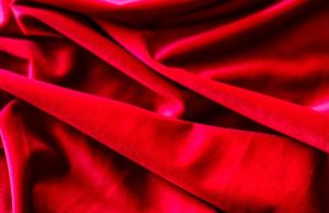 BRIGHT RED COTTON VELVET FABRIC BY THE YARD