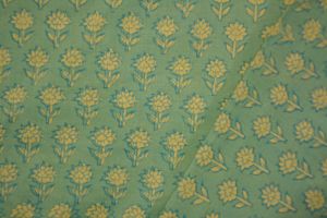 GREEN FLORAL BLOCK PRINTED COTTON FABRIC-HF5025