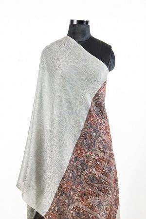 JACQUARD FRONTIER GREY CASHMERE SCARF
