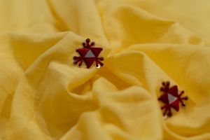 VIBRANT YELLOW EMBROIDERED COTTON FABRIC- HF5406