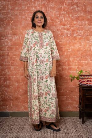 FLORAL BLOCK PRINTED NIGHT GOWN-NG65