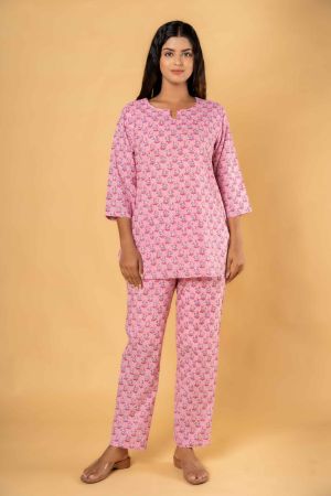 PINK FLORAL PRINTED NIGHT SUIT-NS182