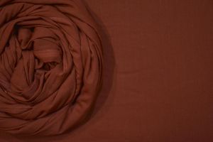 CHOCO BROWN COTTON MULMUL/VOILE FABRIC-HF4523