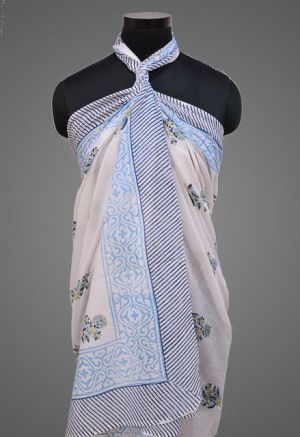 FLORAL PRINTED PAREO SARONG IN SKY BLUE COLOR- NPS153