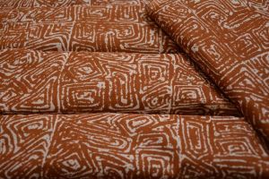 BROWN PRINTED INDIAN COTTON FABRIC-HF1614