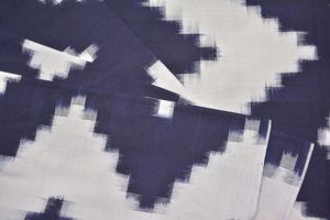 WHITE AND NAVY BLUE DOUBLE IKAT FABRIC-HF3561