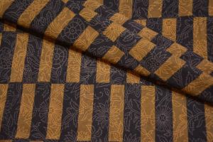 BLACK AND BROWN BLOCK PRINTED COTTON FABRIC ONLINE-HF1683