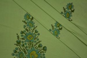 PASTEL GREEN  FLORAL COTTON HAND BLOCK PRINTED FABRIC-HF3850