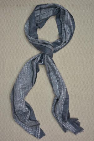 GREY AND WHITE DESIGNER CASHMERE WOOL STOLE-C61