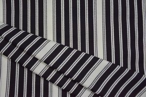 BLACK AND WHITE STRIPED PRINTED COTTON FABRIC -HF4442