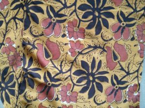 BROWN FLORAL HAND PRINTED FABRIC-HF229