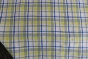 YELLOW BLUE CHECK INDIAN LINEN FABRIC