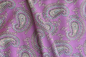 VIOLET PAISLEY POLYESTER  FABRIC-PS24