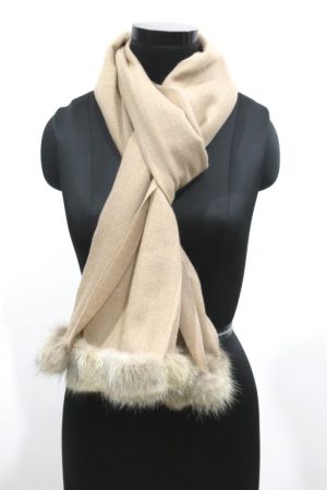 JUST NATURAL FUR CASHMERE WOOL SCARF