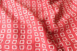 RED AND WHITE COTTON SILK FABRIC BY THE YARD-HF611